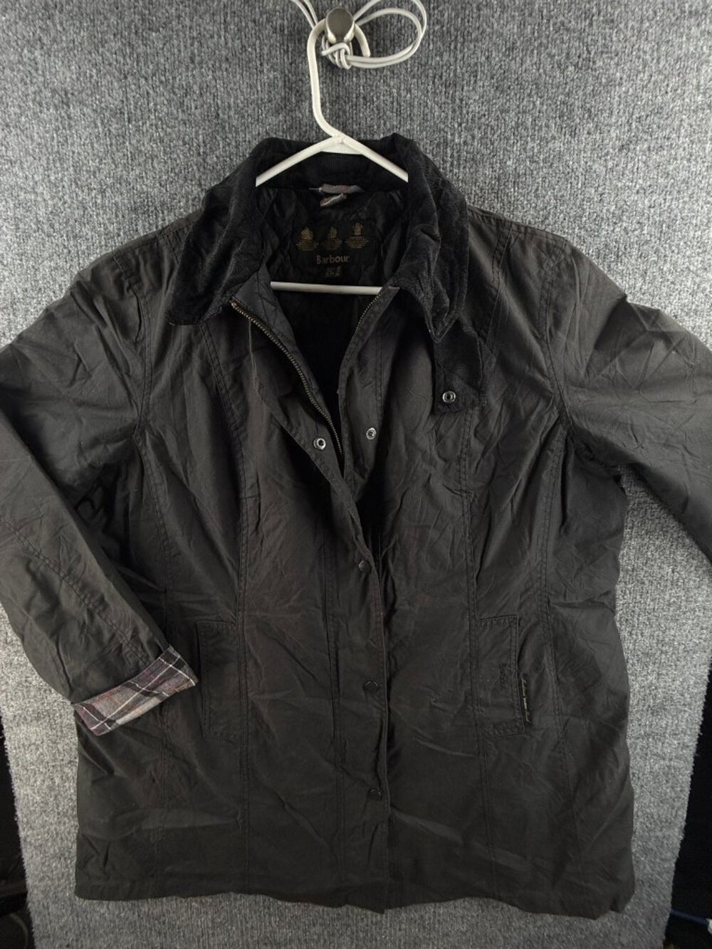 Barbour Belsay Cotton Canvas Waxed Jacket Sylkoil Womens Black 18 Insulated